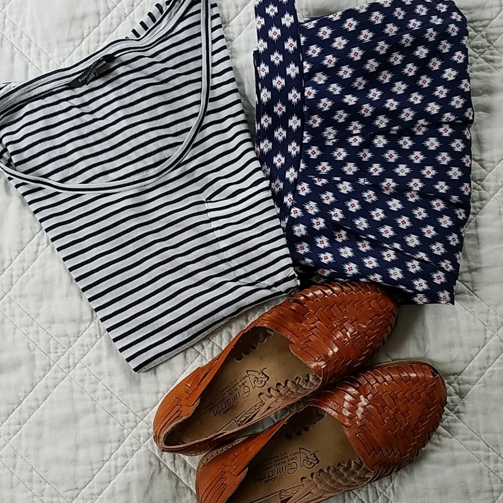 Banana Republic Navy Striped Tee